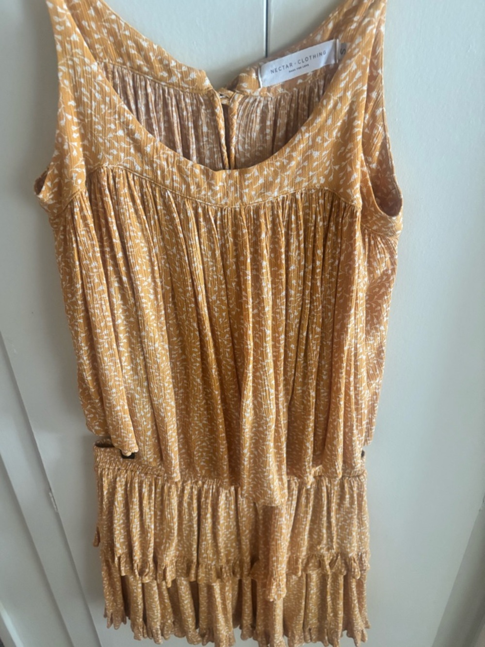 Nectar Clothing Yellow with flowers Sleeveless Tiered Two Piece Summer Dress S
